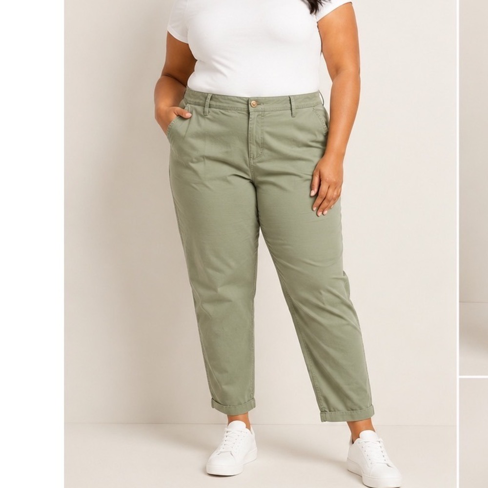 Talbots Relaxed Chino Pants Womens 20W Green Excellent Stretch Cotton Trousers